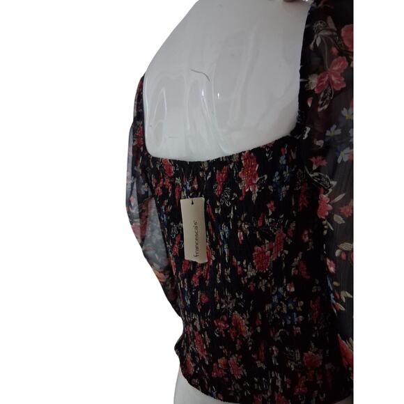 Mi Ami Smocked whimsical Fairycore Womens size Large Romantic Sheer Metallic Top - Picture 6 of 13